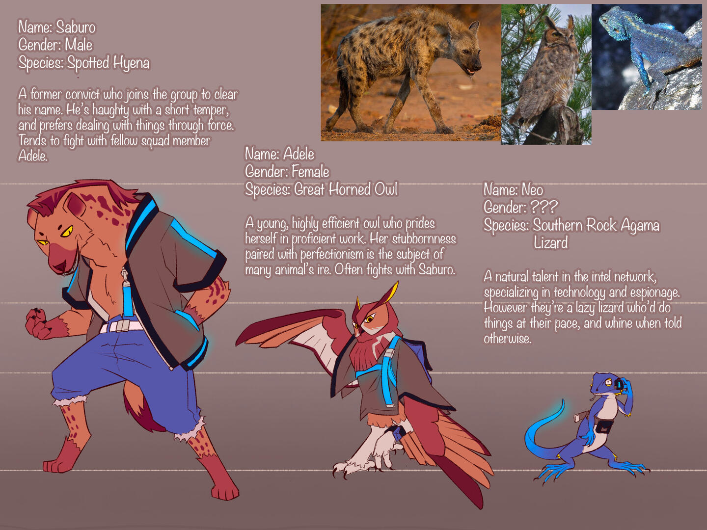 Character Concepts - Animal Spies Character Concepts - Animal Spies